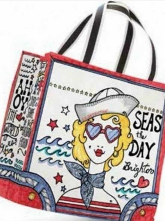 Brighton Handbags - Brighton Seas the Day Graphic Tote — White, Red, Blue